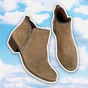 LUCKY BRAND Bartalino Zipper Edged Suede Ankle Booties 9 Boho Festival Western